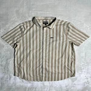 Brixton Cabana Button Up Men's L Short Sleeve Camp Shirt Beachy Cream Tan Summer